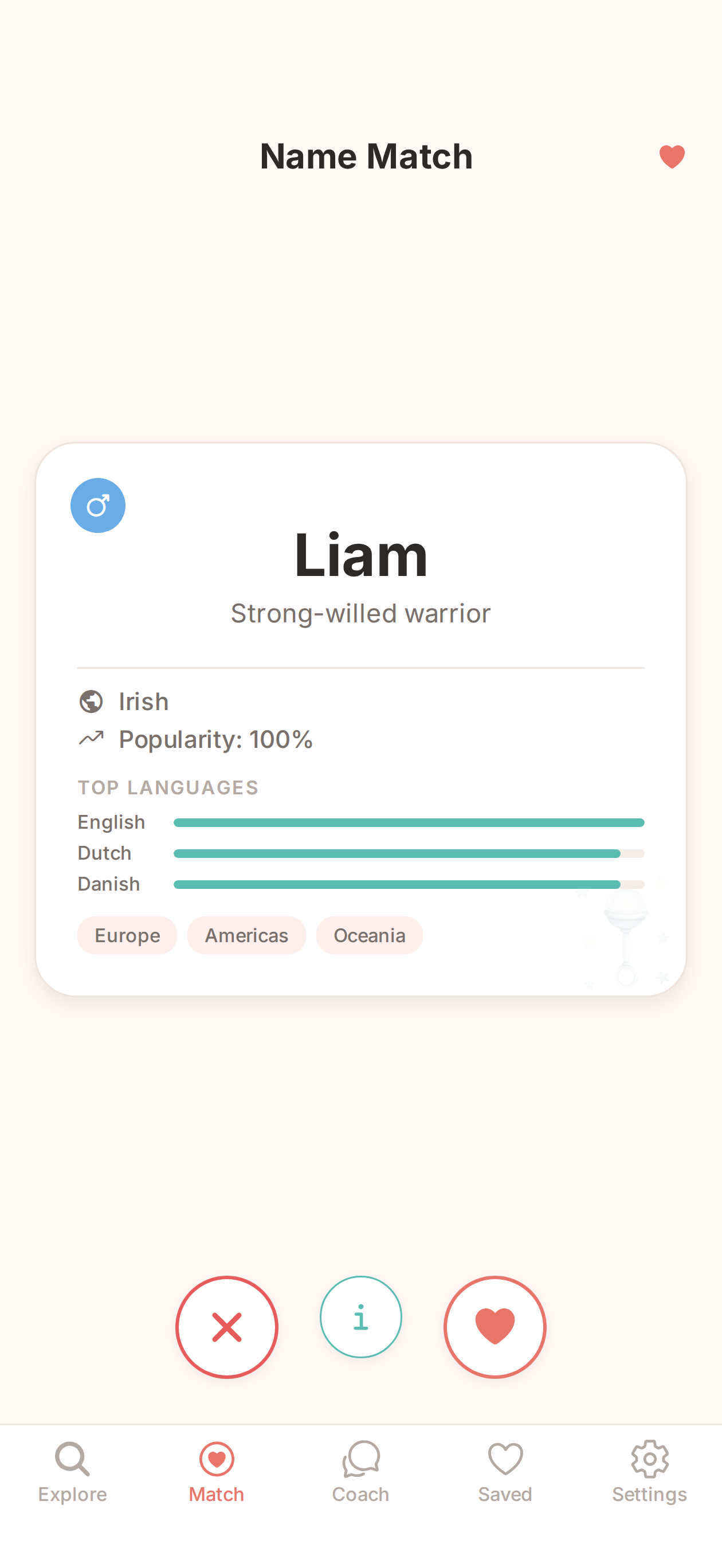 Swipe to match names